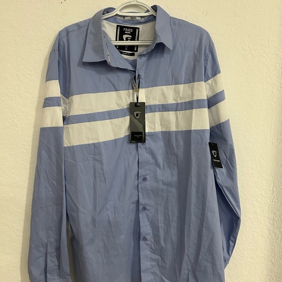 💥PRICE⬇️ 
FRIED DENIM • Blue & White Long Sleeve Shirt • XL - Picture 4 of 8